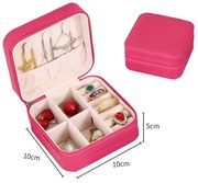 Organizator de bijuterii călătorie roz cu fermoar 10x10x5 cm