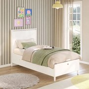 Pat cu lada de depozitare pentru copii 120x200 cm , Design modern, port USB, colectia Varia White
