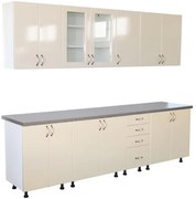 Bucatarie Zebra 260 cm din MDF Vanilie cu blat termoizolant gri