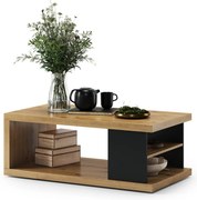Mazzoni Măsuță LANA S-110 Stejar Artisan / Negru - MĂSUȚĂ DE CAFEA CU RAFT