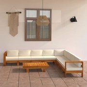 vidaXL Set fotoliu de grădină cu 9 piese și perne, 100x60 cm, lemn de salcâm