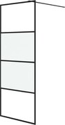 vidaXL Perete cabină duș walk-in negru 80x195 cm sticlă ESG semi-mată
