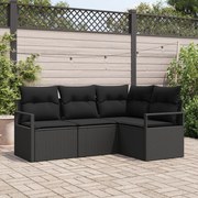 vidaXL Set de canapele pentru grădină 4 pcs Negru Rattan poli