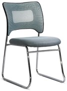 Scaun vizitator gri HRC613F din mesh respirabil si cadru metalic cromat