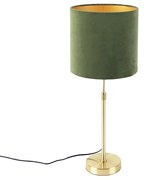 Lampă de masă auriu / alamă cu nuanță de velur verde 25 cm - Parte