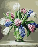 Pictura pe numere cu un cadru "Flori într-o vază" 50x40 cm