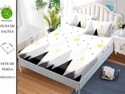 Husa de pat cu elastic 180x200 din Bumbac Finet + 2 Fete de Perna - Minimalist
