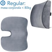 Set Perne Ortopedice Fermitate Regular - Pentru masa corporala sub 80 KG | Perna lombara si Perna sezut Suporto®️ Coccis din spuma cu memorie|