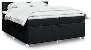 vidaXL Pat box spring cu saltea, negru, 200x200 cm, textil