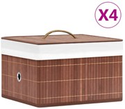 vidaXL Cutii de depozitare, 4 buc., maro, bambus
