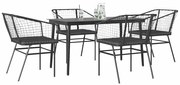 vidaXL Set de sufragerie de grădină 5 piese neagră Sticlă Poly Rattan