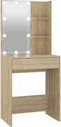 vidaXL Masă de toaletă cu LED, stejar sonoma, 60x40x140 cm