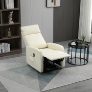 Fotoliu HOMCOM Fotoliu cu telecomanda, spatar cu înclinare la 145° si suport pentru picioare, din piele artificiala crem, 67x95x105 cm