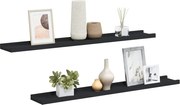 vidaXL Rafturi rame foto cu bordură, 2 buc., negru, 80 x 9 x 3 cm, MDF