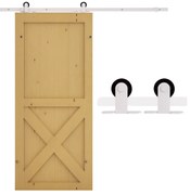 HOMCOM Kit de Feronerie de 6' Rustic pentru Interior pentru Montaj Usa Glisanta de Hambar, Alb | Aosom Romania