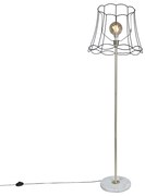 Lampă de podea retro din alamă cu abajur Granny Frame negru 45 cm - Kaso