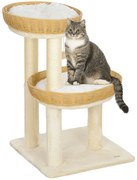 PawHut Arbore de pisici arbore de cățărat înălțime 75,5 cm cu două paturi pentru pisică din răchită zgâriere perne lavabile bej | Aosom Romania