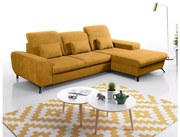 Colțar tapițat extensibil ALTA, cu spațiu de depozitare, configurare în L (partea dreaptă), galben