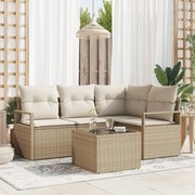 vidaXL Set de canapele pentru grădină 5 pcs Bej Rattan poli