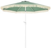 Outsunny Umbrelă de Grădină Înclinabilă cu Franjuri, Manivelă şi Tijă în 2 Secţiuni, Ø2.65x2.45 m, Verde | Aosom Romania