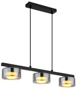 Lustra suspendata din metal negru cu sticla fumurie HIGGINS 3L