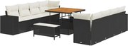 vidaXL Set de canapele pentru grădină cu pernă 11 pcs Negru poliratan