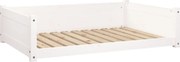 vidaXL Pat pentru câini, alb, 105,5x75,5x28 cm, lemn masiv de pin