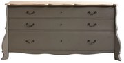 Comoda gri din lemn de pin cu 3 sertare, aspect vintage, "Charlotte"