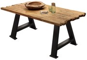 Masa dreptunghiulara cu blat din tec Tables&amp;Co 160x90 cm maro/negru