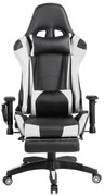 Scaun gaming, cu Masaj si Incalzire, telecomanda Wireless, functie recliner, SIG 5999, Negru/Alb