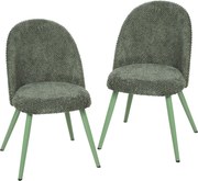 HOMCOM Set 2 Scaune pentru Dining din Catifea cu Șezut Tapițat, Verde Închis | Aosom Romania