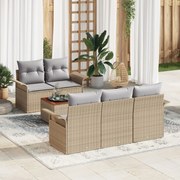 vidaXL Set de canapele pentru grădină 6 pcs Bej Rattan poli