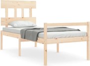 vidaXL Cadru de pat senior cu tăblie, 90x200 cm, lemn masiv