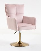 HR250N Scaun Catifea Roz Pudra Bază Aurie