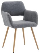 Scaun de prânz din material Teddy catifea, design ergonomic, Gri închis