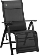 Outsunny Șezlong pliabil pentru soare cu pernă, senzație de imponderabilitate, scaun cu spătar reglabil în 9 trepte, suport până la 150 kg, pentru grădină, vacanță, outdoor, plajă, piscină, Negru | Aosom Romania