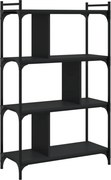 vidaXL Bibliotecă cu 4 niveluri, negru, 76x32x123 cm, lemn prelucrat