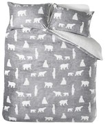 Lenjerie de pat gri din sherpa pentru pat dublu 200x200 cm Cosy Polar Bear – Catherine Lansfield