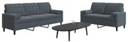 vidaXL Set de canapele cu perne/rulouri, 2 piese, gri închis, catifea