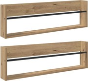 vidaXL Raft pentru reviste 2 pcs Stejar Artizanal 100 x 12 x 30 cm