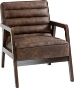 HOMCOM Fotoliu pentru living, fotoliu suplimentar tapițat din PU cu șezut lat, pernă groasă și structură din lemn masiv, maro | Aosom Romania