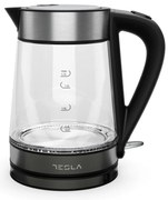 Cana electrica Tesla KT300X, Sticla, 2200W, 1,7 L, Element de incalzire ascuns, Tehnologie STRIX, Negru