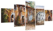 Tablou cu străduță mediteraneenă pictat (125x70 cm), în 40 de alte dimensiuni noi