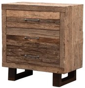 Comoda natur, din lemn reciclat, cu 3 sertare, aspect rustic, Endor