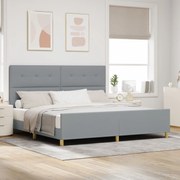 vidaXL Cadru de pat cu headboard Gri deschis 200 x 200 cm țesătură