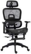 HOMCOM Scaun de birou, scaun de birou ergonomic din plasă cu brațe 3D, spătar inclinabil, 66x64x122 cm, negru | Aosom Romania