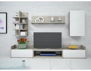Biblioteca Karin, 200x40x160 cm, 4 corpuri, culoare bej deschis/sonoma, pal 16 mm