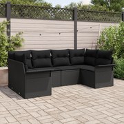 vidaXL Set de canapele pentru grădină cu pernă 6 pcs Negru Rattan poli