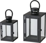 Lantern metalic cu geam din sticla, doua marimi, ARANA