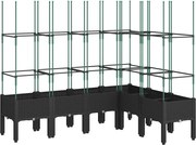 vidaXL Jardinieră de grădină cu spalier, negru, 160x120x142,5 cm, PP